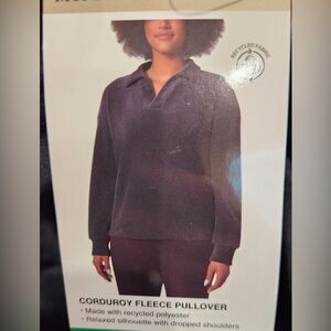 Mondetta Women‎ Corduroy Long Sleeve Fleece Pullover Black Size Large